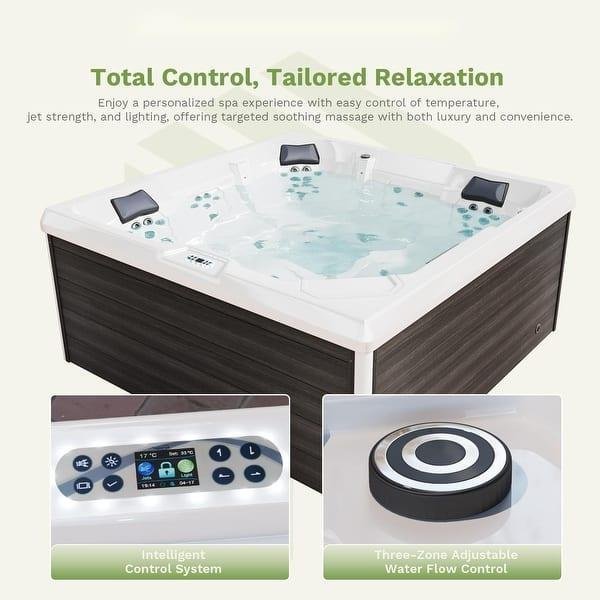 4-person Outdoor Hot Tub With 32 Water Jets And Digital Control System Patiowell