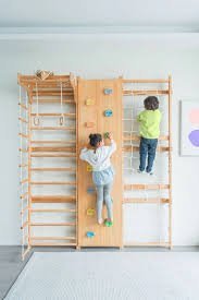 Walnut Modular | Swedish Ladder Jungle Gym โ Wall Mounted by Avenlur