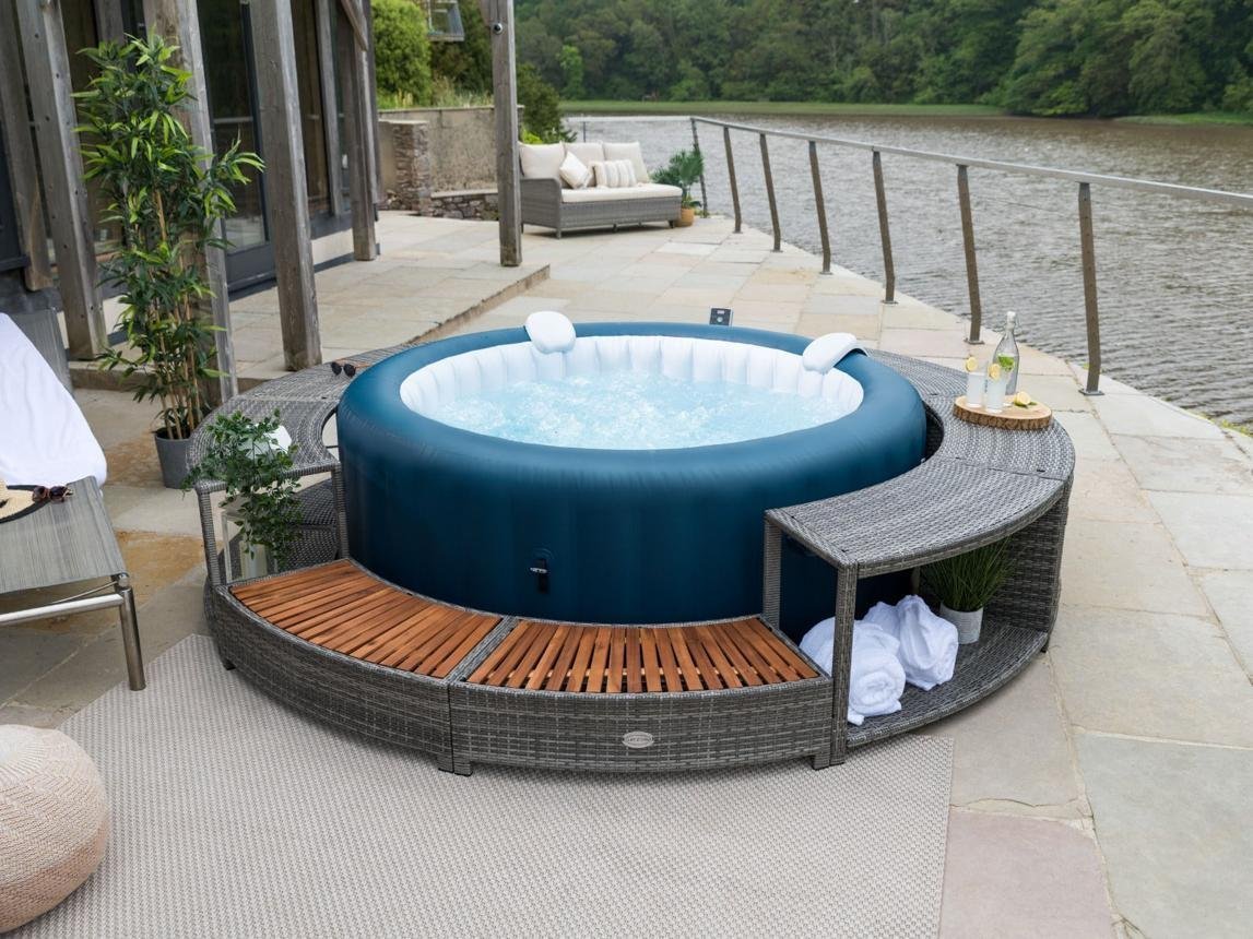 vidaXL Spa Surround Gray Poly Rattan