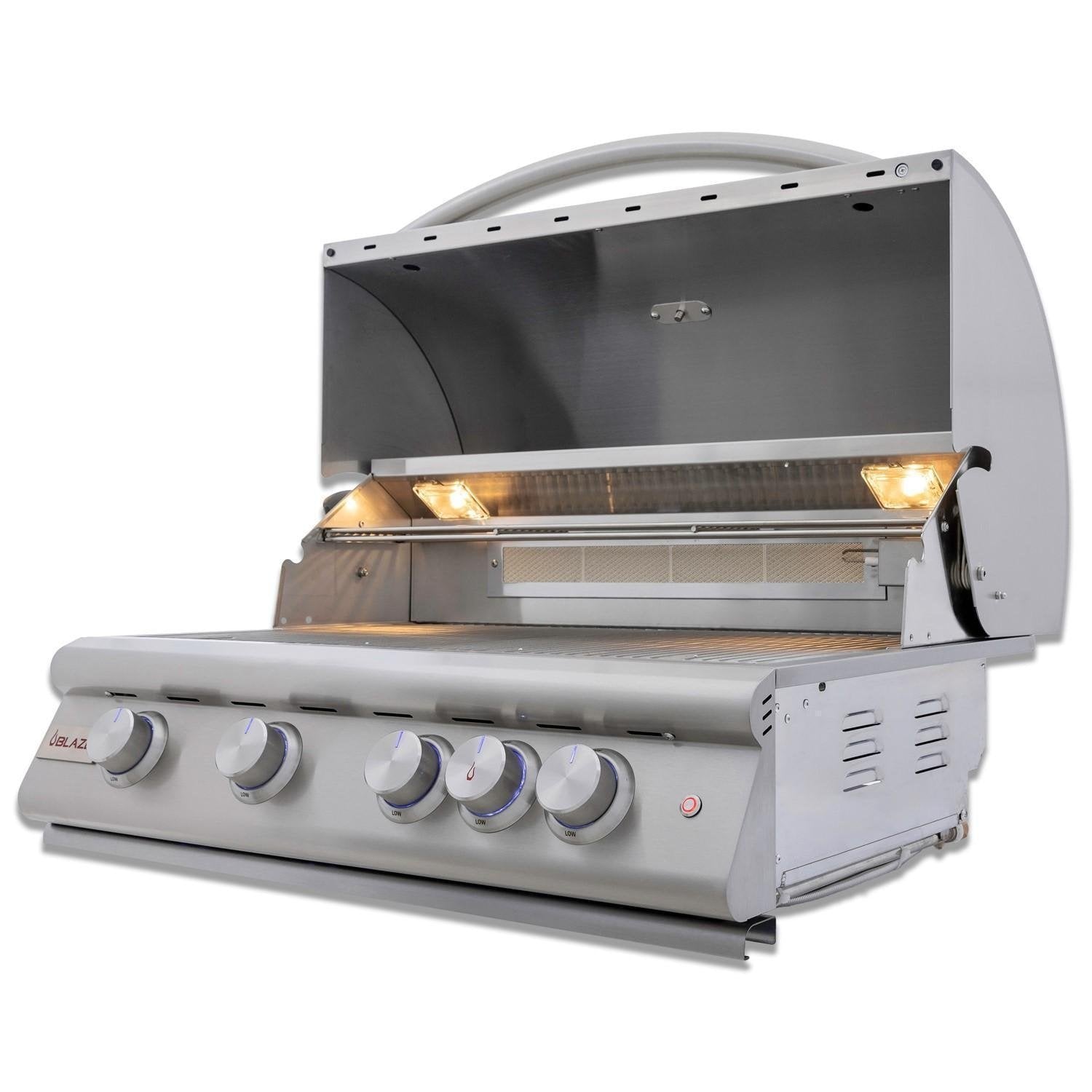 Blaze 6 Ft Island in Alaska Gray with NG LBM Grill and Trash Rollout