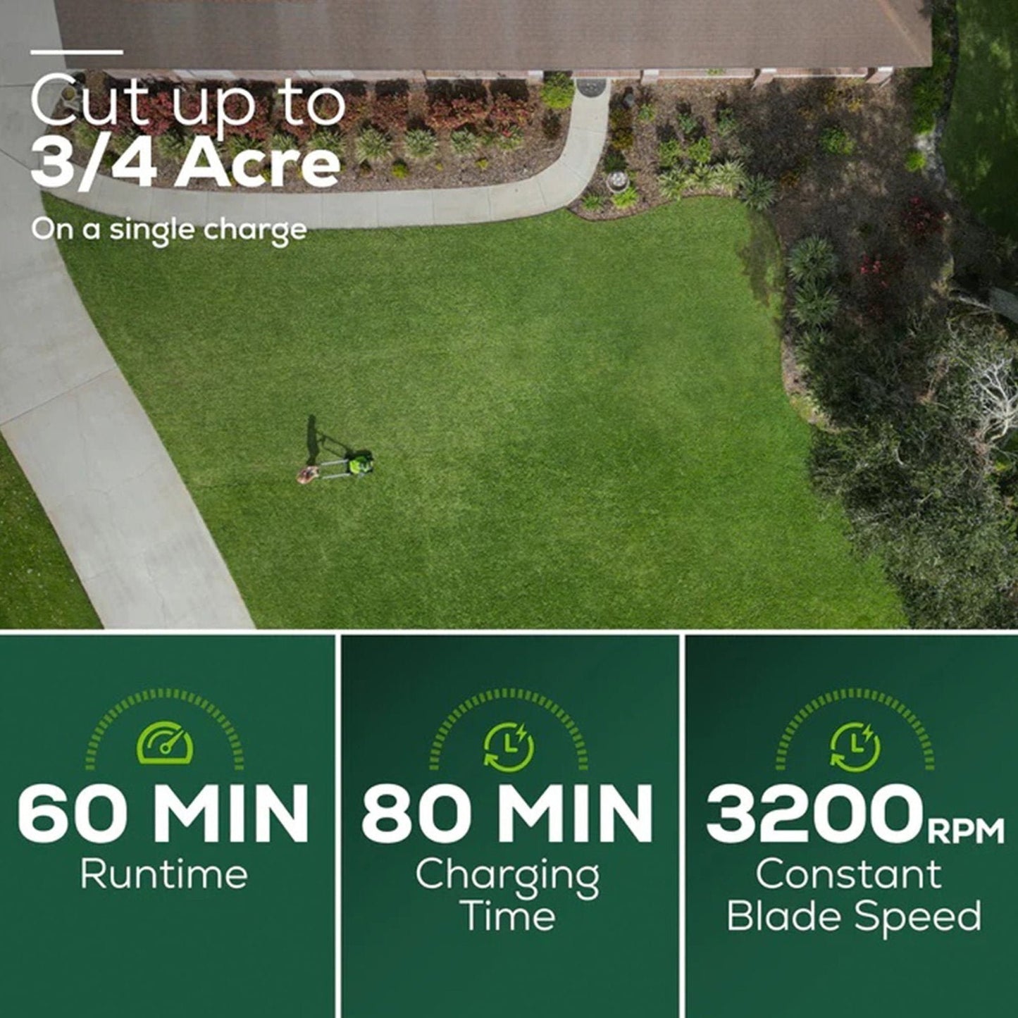 Greenworks 60V 21″ Brushless Self-Propelled Battery Powered Lawn Mower + (2) 4.0Ah Batteries & Dual Port Charger
