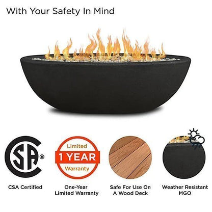 Real Flame 48.25 in. x 28.25 in. Riverside Oval Propane Gas Fire Bowl, Shale