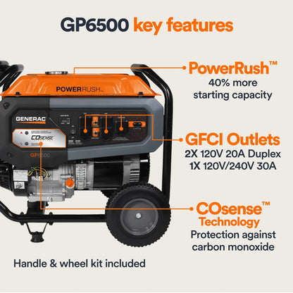 Generac 8125/6500 Watt Portable Generators.