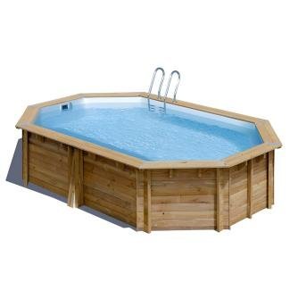 Piscine bois Lola octogonale allongée 541 x 336 x 131 cm avec escalier