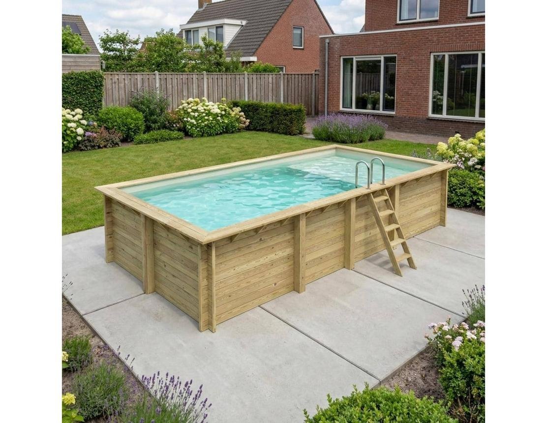 Piscine Hors Sol En Bois Aqua 6.1 X 2.85 H.1.31 M avec plage