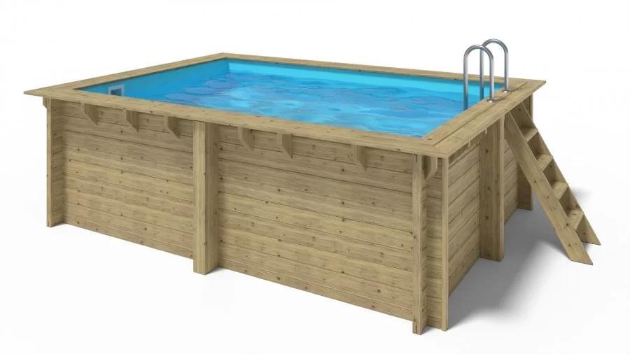 Piscine bois Lola octogonale allongée 541 x 336 x 131 cm avec escalier