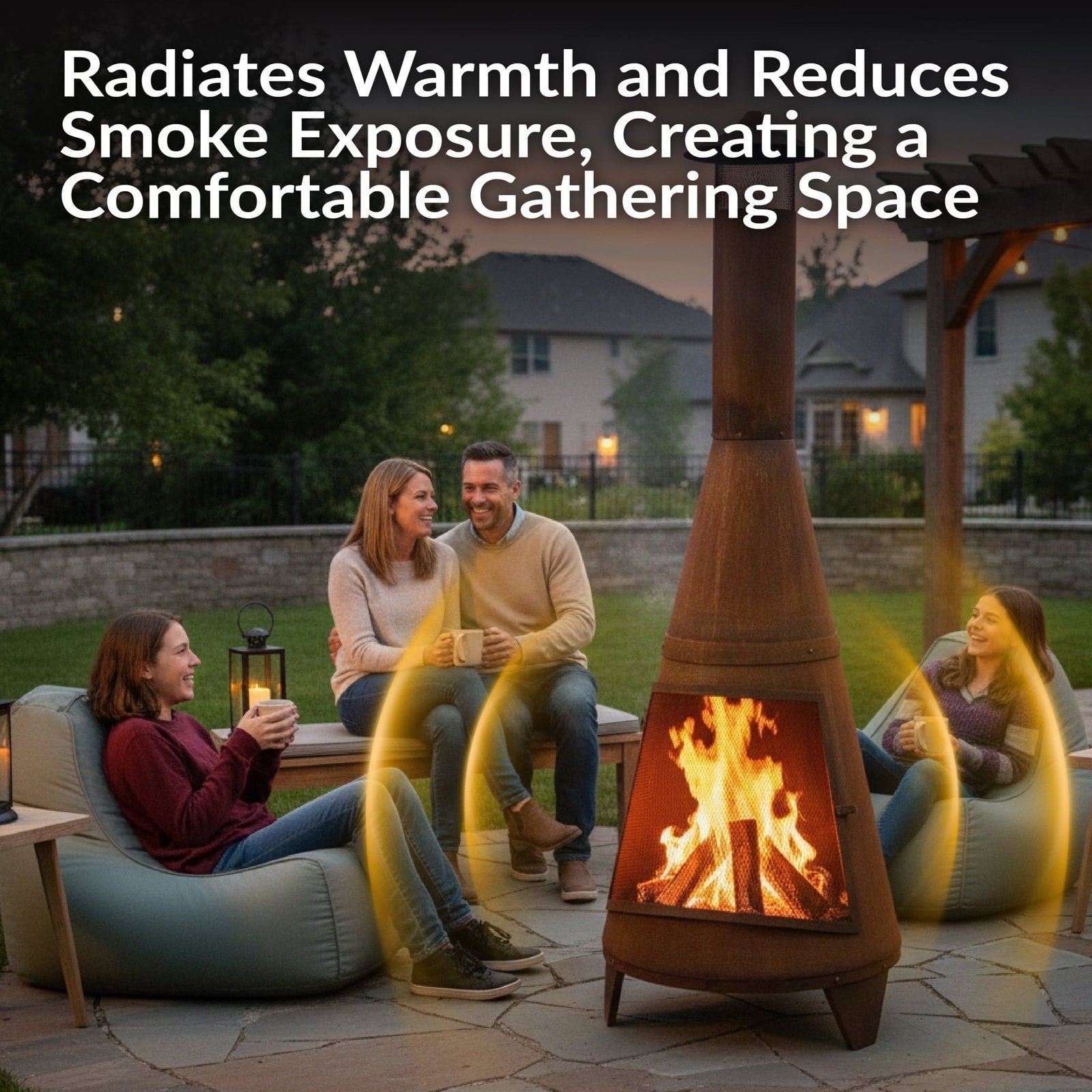 Sunnydaze 70″ Rust Patina Finish Steel Wood-Burning Chiminea with Spark Screen