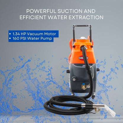Commercial Heated Carpet & Upholstery Extractor, 160 PSI, 5.3 Gal Tank, 149°F