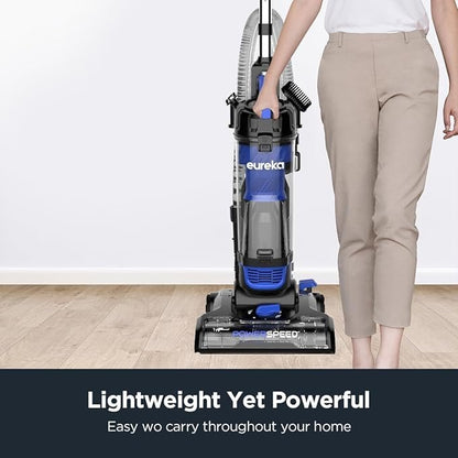 Eureka Lightweight Powerful Upright Vacuum Cleaner for Carpet and Hard Floor, PowerSpeed, New Model,Blue,black/New Model