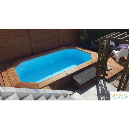 Piscine bois Lola octogonale allongée 541 x 336 x 131 cm avec escalier