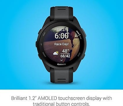 Garmin Forerunner 165, Running Smartwatch, Colorful AMOLED Display, Training Metrics and Recovery Insights, Black