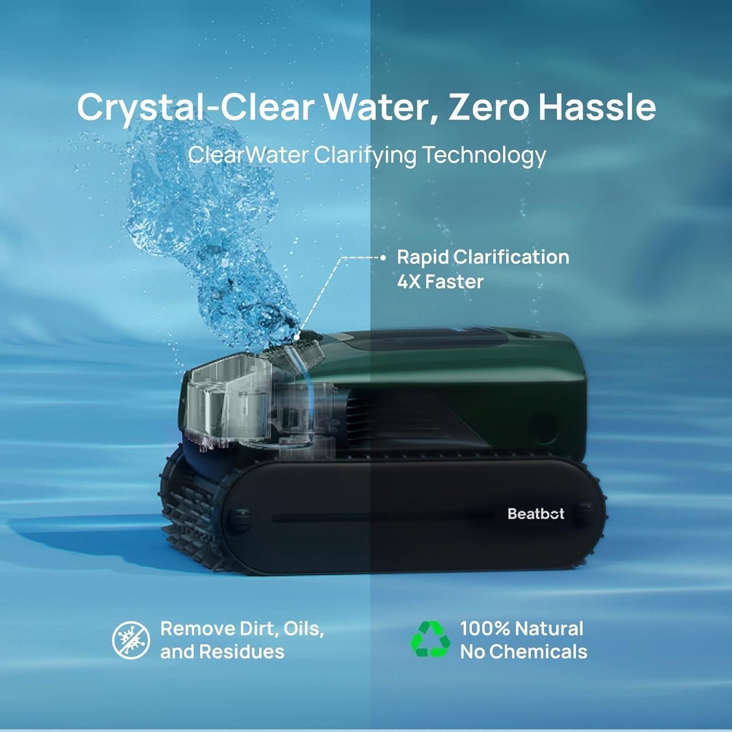 Beatbot AquaSense 2 Pro Robotic Pool Cleaner – 5-in-1 Cordless Skimmer & Clarifier, App-Controlled, Smart Parking, Up to 3,875 Sq. Ft. – Obsidian