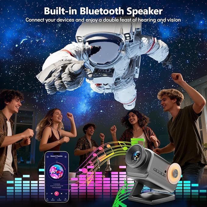 Rossetta 3D Projector, 60 Themes HD 3D Galaxy Projector with Bluetooth Speaker & Remote, 1H/2H Timer, Night Light for Bedroom, Home Decor, Party, Birthday & Christmas Gifts for Adults, Girls, Boys