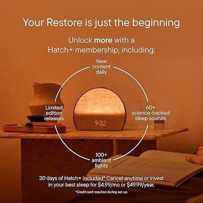 Hatch Restore 3 Sunrise Alarm Clock, Sound Machine, Smart Light (Putty) – White Noise, Screen-Free Sleep Routine