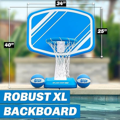 GoSports Splash Hoop Swimming Pool Basketball Game, Includes Poolside Water Basketball Hoop, 2 Balls and Pump – Choose Your Style