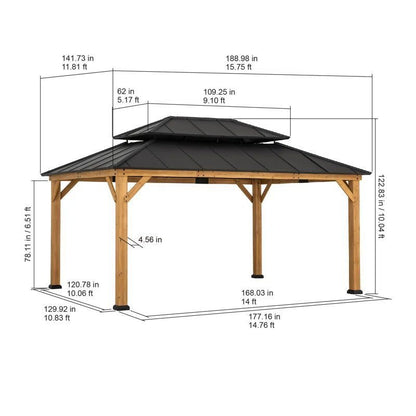 16×12 Solid Wood Patio Gazebo