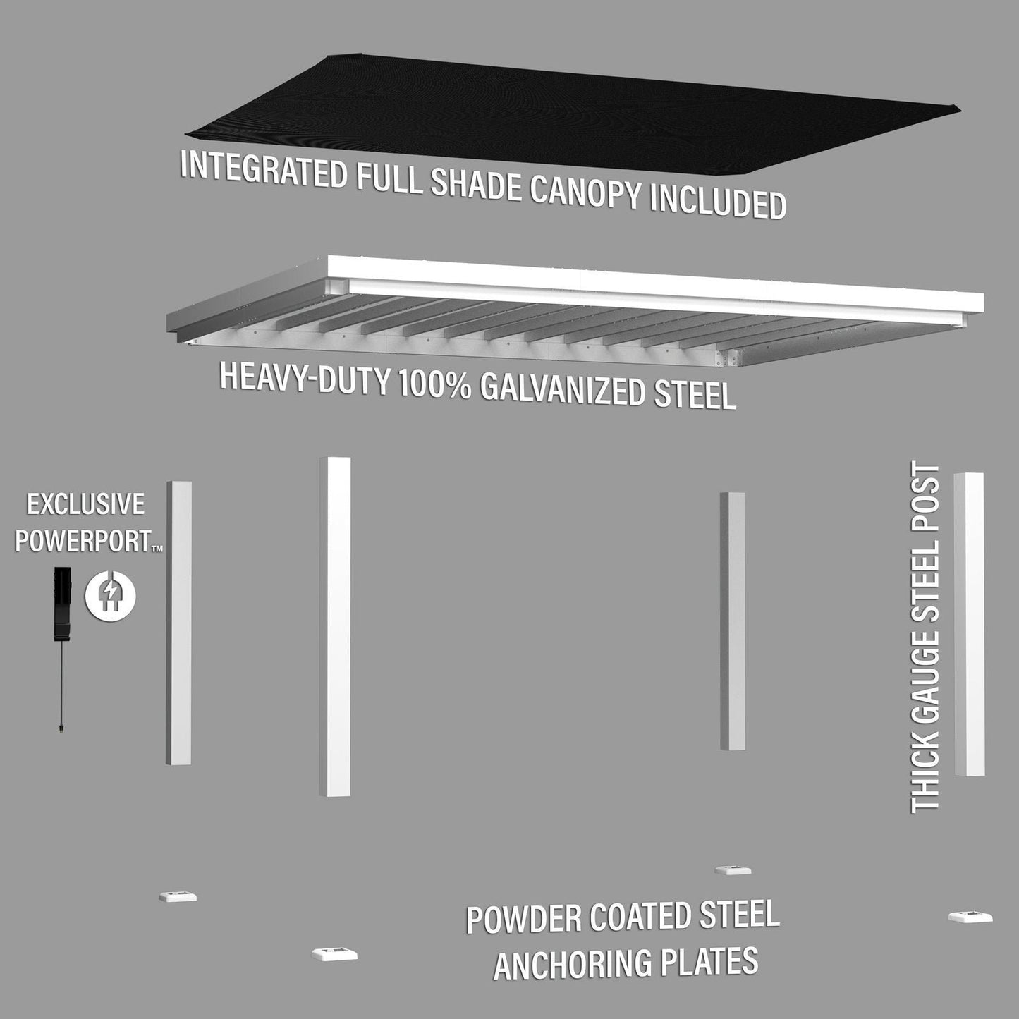 16×12 Windham Modern Steel Pergola