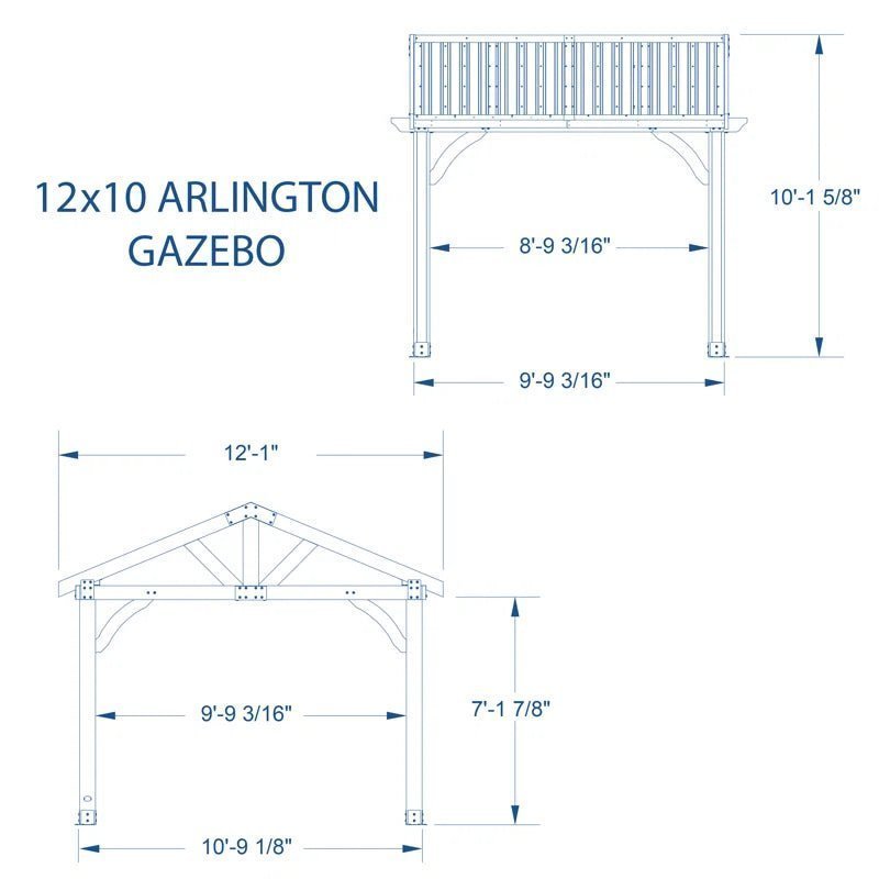Arlington 12×10 Solid Wood Patio Gazebo