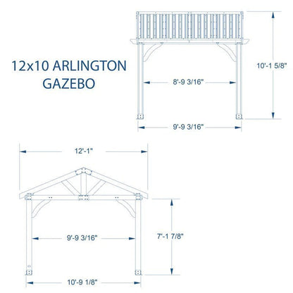 Arlington 12×10 Solid Wood Patio Gazebo