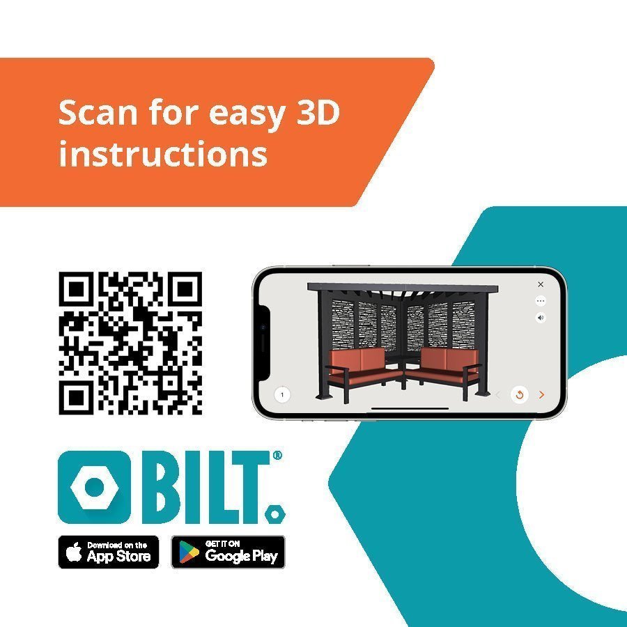 Ridgedale Modern Steel Cabana Pergola with Conversational Seating