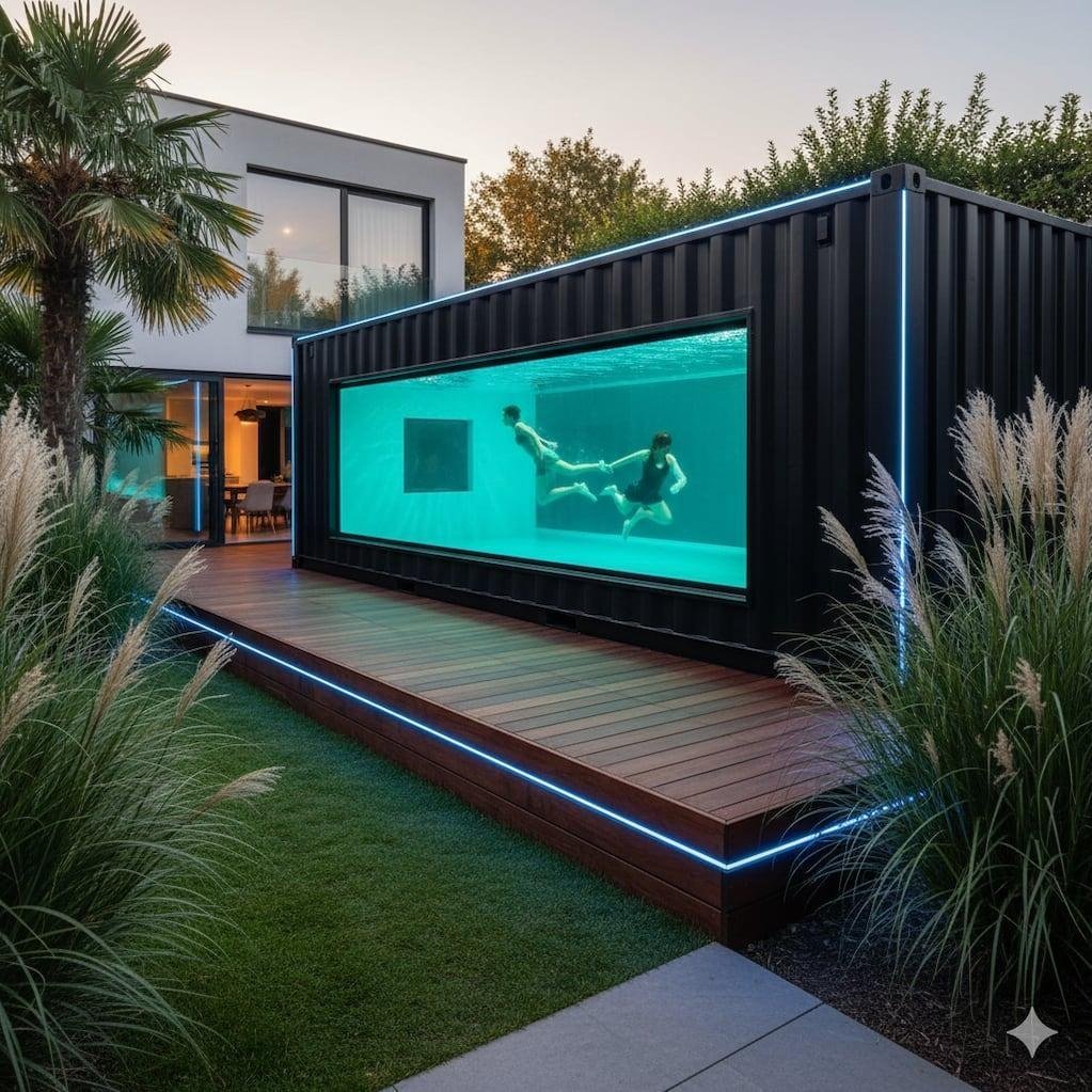 Fiberglass Acrylic Window Pool Swimming Outdoor Above Ground Pool Prefabricated Container Swimming