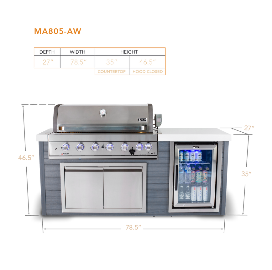 Mont Alpi 6-Burner Stainless Steel Artwood Island