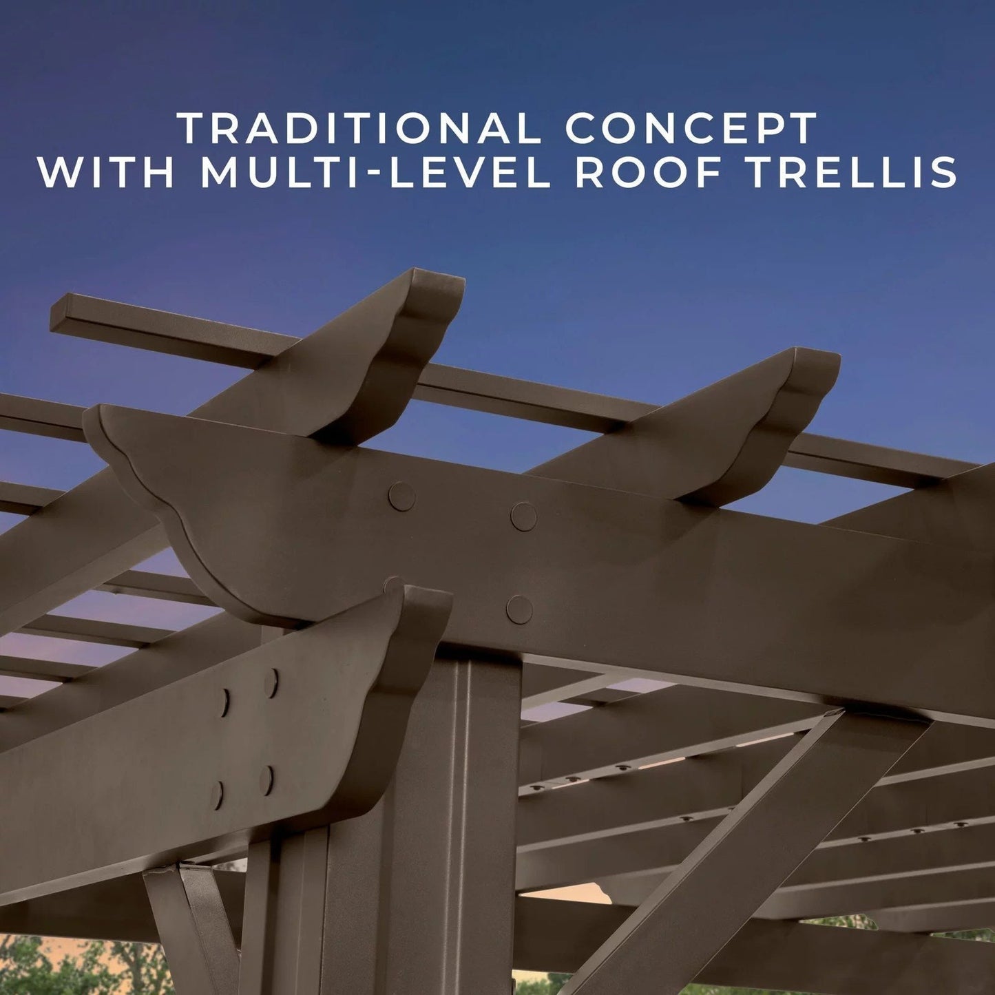 12 x 10 Ashford Traditional Steel Pergola With Sail Shade Soft Canopy