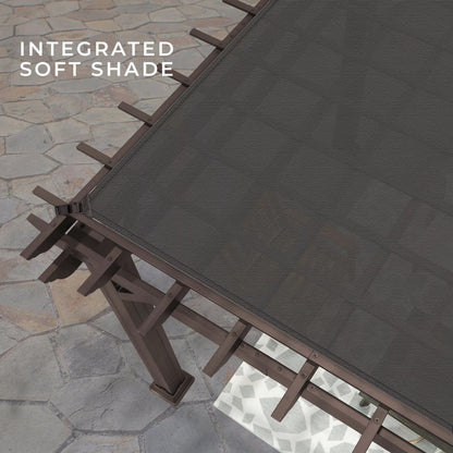 12 x 10 Ashford Traditional Steel Pergola With Sail Shade Soft Canopy