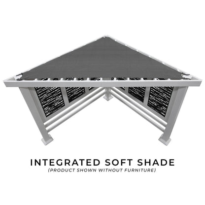 Ridgedale Modern Steel Cabana Pergola with Conversational Seating