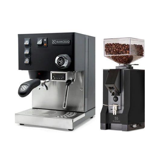 Rancilio Silvia PID Espresso Machine and Mignon Silenzio 55 Grinder Bundle | Seattle Coffee Gear, Stainless, 9.5 Inches
