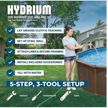 Bestway Hydrium 18′ x 52″ Round Steel Wall Above Ground Pool Set