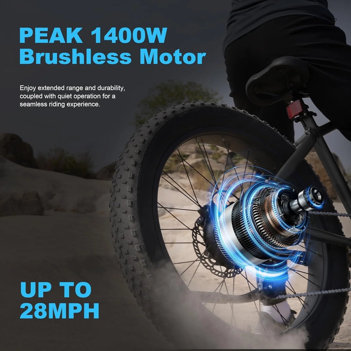 All-Terrain Mountain Ebike 1400W Power & 65mi Ranges.