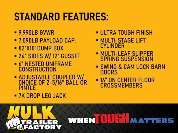 9,990# GVWR Ultra Low Pro 12′ Dump Trailer w/ Contractor Package