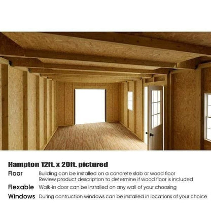 Hampton 12 ft. W x 16 ft. D Wood Storage Shed Kit with Floor (192 Sq. ft.) Installtion Included