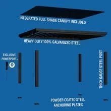 16×12 trenton modern steel pergola with sail shade soft canopy