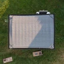 16×12 trenton modern steel pergola with sail shade soft canopy