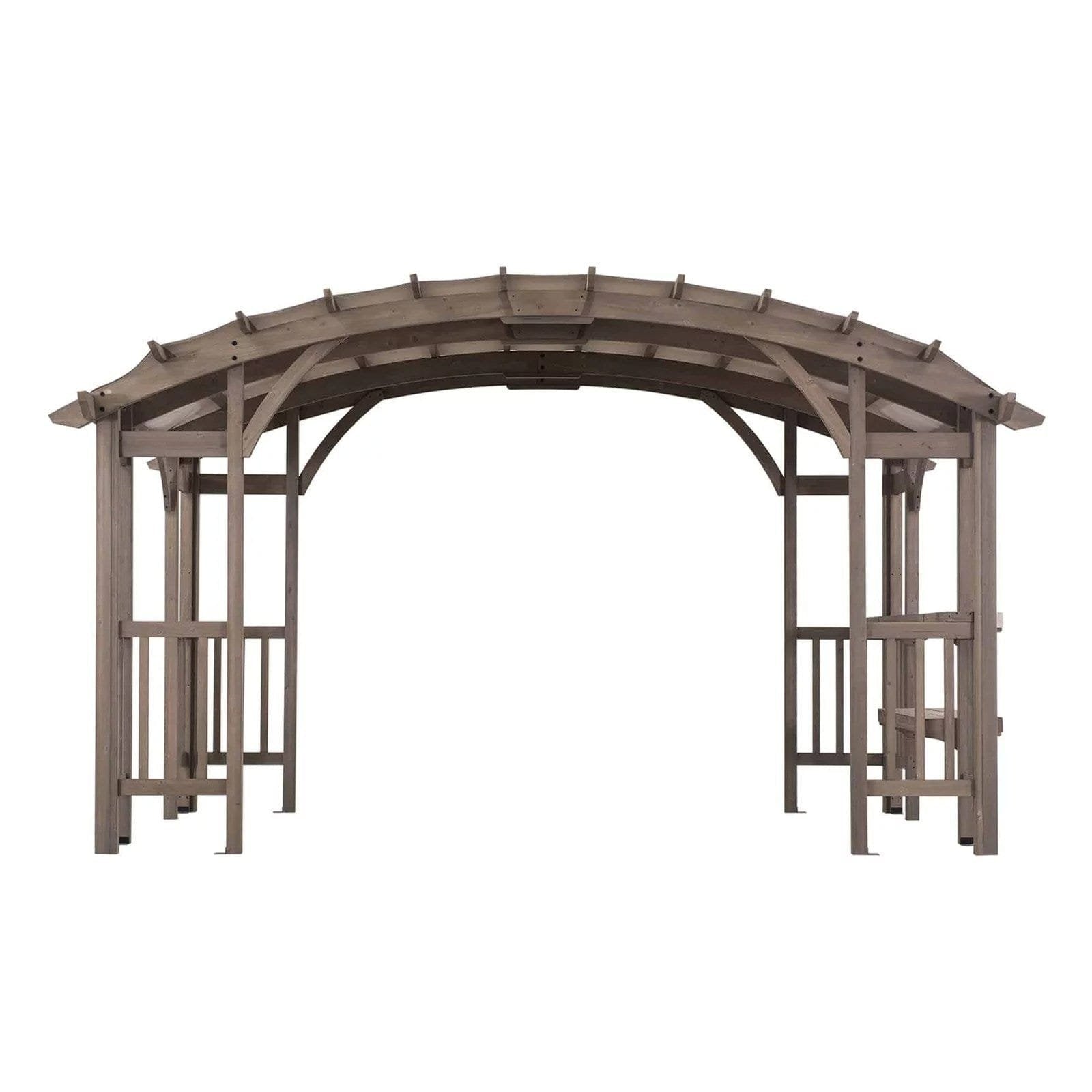 SummerCove 10 ft. x 14 ft. Light Gray Cedar Frame Arched Pergola with Shelves