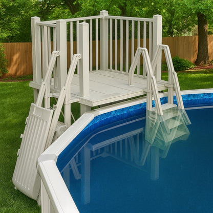 Vinylworks 5′ x 5′ Resin Above Ground Swimming Pool Deck Kit Taupe