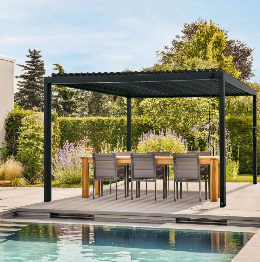 Backyard Discovery Sarasota 16x10 Steel Louvered Pergola with Power