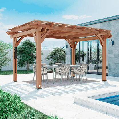 Backyard Discovery 10 Ft x 14 Ft Cedar Wood Outdoor Patio Pergola