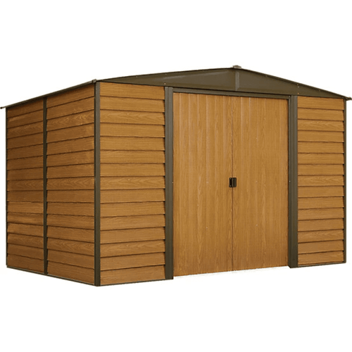 Arrow Woodridge 10' x 8' Galvanized Steel Storage Shed with Woodgrain Finish