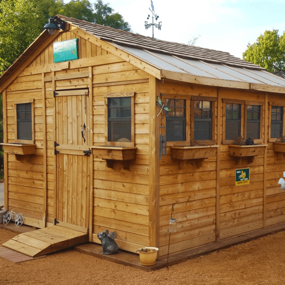 Cedarshed Sunshed 12' x 12' Western Red Cedar Garden Greenhouse Shed