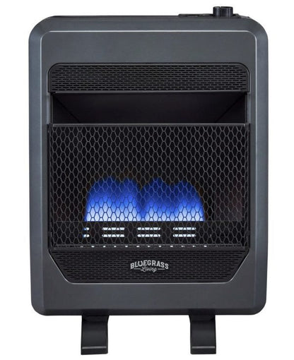 Bluegrass Living 20,000 BTU Propane Gas Ventless Blue Flame Space Heater with Blower and Base Feet B20TPB-BB