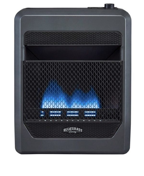 Bluegrass Living 20,000 BTU Propane Gas Ventless Blue Flame Space Heater with Blower and Base Feet B20TPB-BB