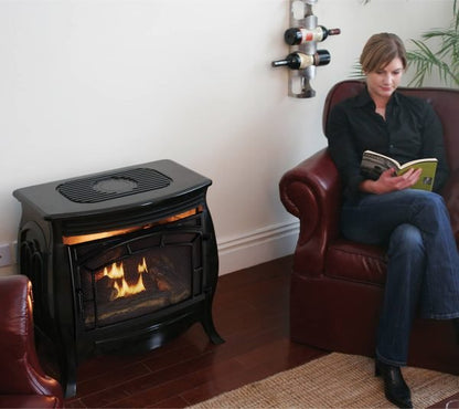 Duluth Forge 26,000 BTU Dual Fuel Ventless Gas Stove FDSR25-GF, Remote Control, Gloss Black Finish