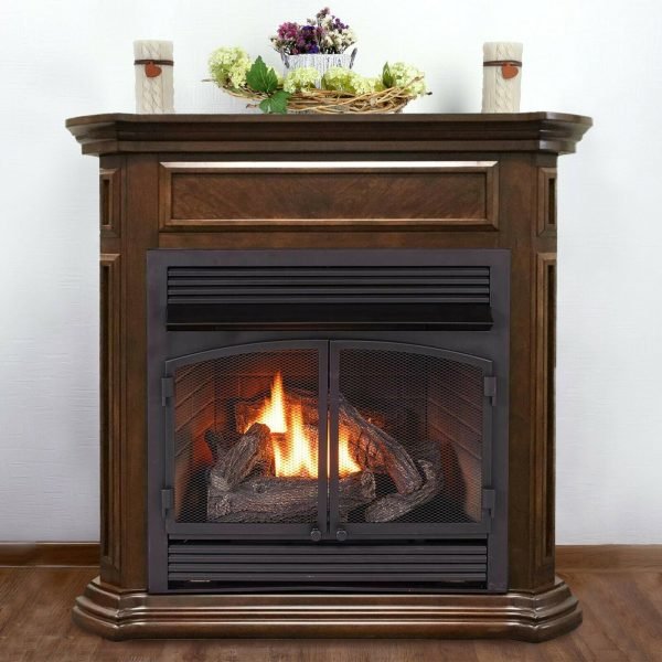 Duluth Forge 32,000 BTU Dual Fuel Ventless Gas Fireplace in Nutmeg Finish