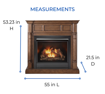 Duluth Forge 32,000 BTU Dual Fuel Ventless Gas Fireplace with Walnut Mantel