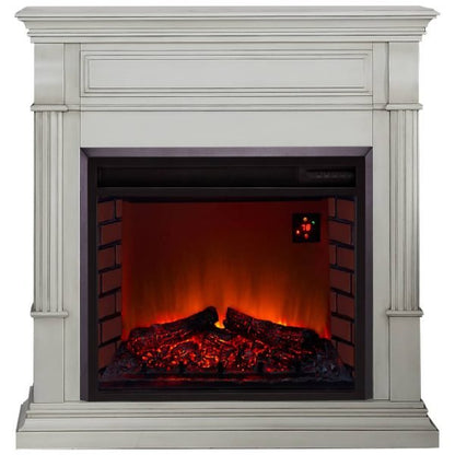 Duluth Forge Antique White Full Size Electric Fireplace with Wood Mantel
