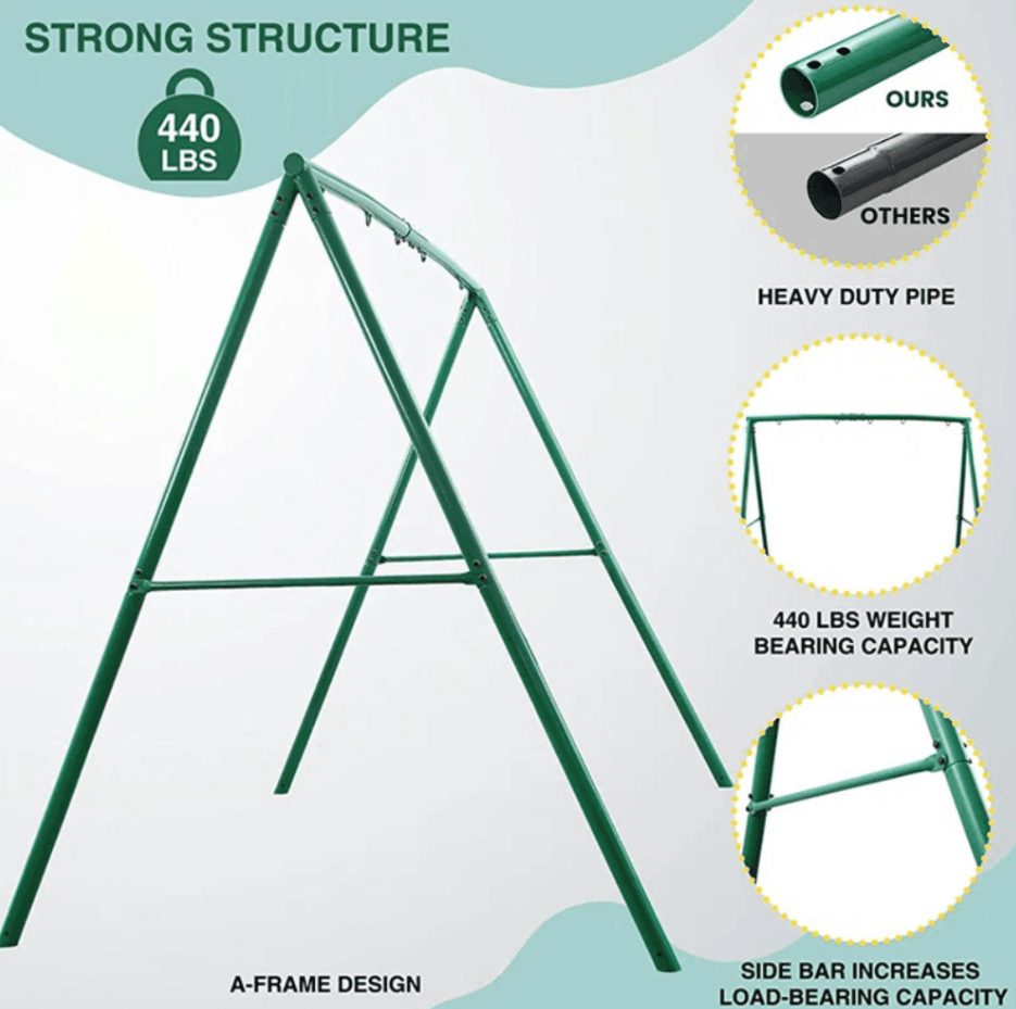 Designasofa 440 lbs Heavy-Duty Metal Swing Frame A-Frame Stand with 5 Hooks