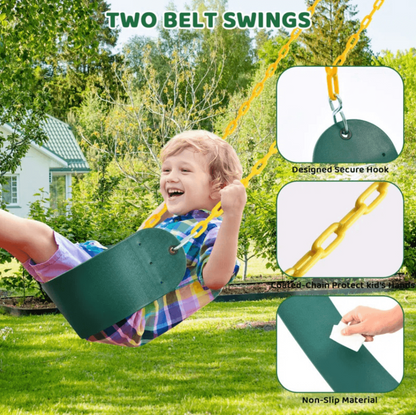 Designasofa 660 lbs Heavy-Duty Metal Swing Set with Platform Swing and 2 Belt Swings